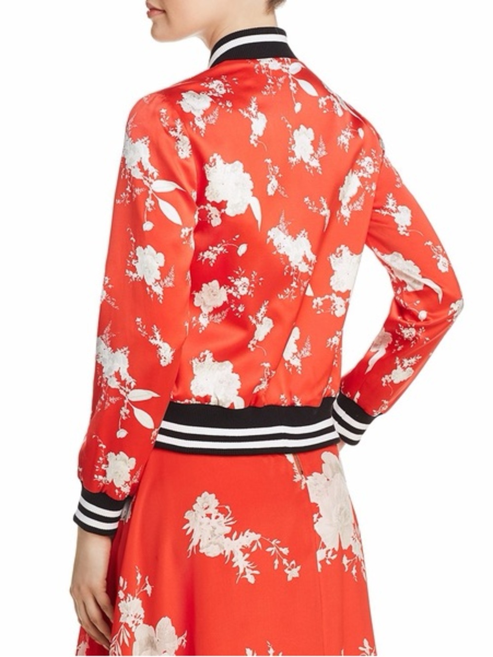 Alice + Olivia Floral Red Reversible Lonnie Bomber Jacket Size M/L